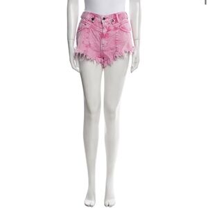 Retrofete High Waist Pink Distressed Shorts